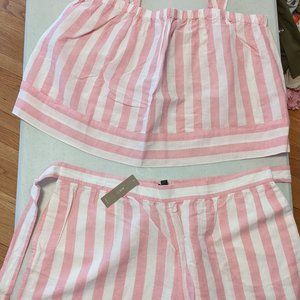 NWT J-Crew Pink and White Stripe Two Piece Set